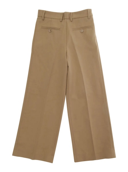 Pantaloni Brown Pants with welt pockets on the front and back and logo patch on the back in stretch wool blend boy