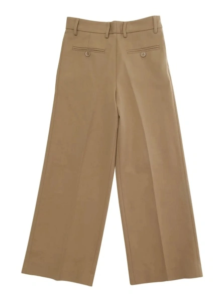 Pantaloni Brown Pants with welt pockets on the front and back and logo patch on the back in stretch wool blend boy