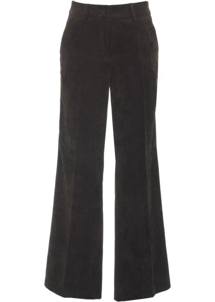 Pantaloni casual Cambio maro din catifea reiata