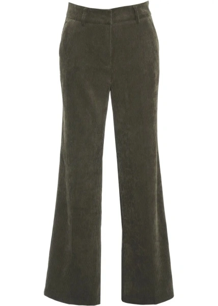 Pantaloni casual Cambio verzi din catifea reiata