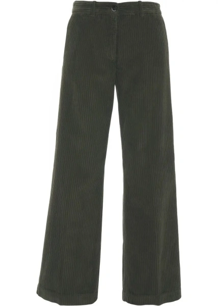 Pantaloni casual Nine in the morning verzi din catifea reiata
