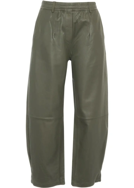Pantaloni casual Oakwood verzi din piele