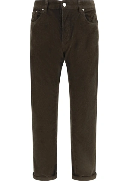 Pantaloni casual PT TORINO multicolor din catifea reiata