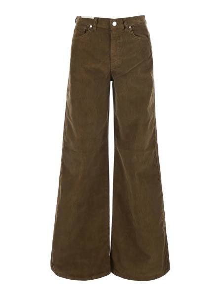 Pantaloni 'Cindy' Brown pants with logo patch on the back in velvet women