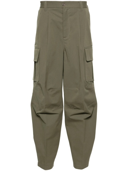 Pantaloni conici Gucci verzi din bumbac