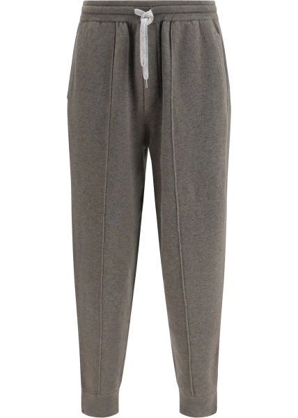 Pantaloni Double-knit cashmere Pants with Crête and zips at the hem
