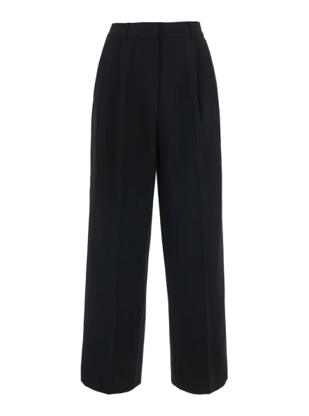 Pantaloni DOUBLE PLEATED WIDE SLACKS with high waist and side pockets in black tech fabric for men