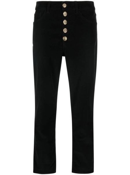 Pantaloni drepti Dondup negri din spandex/elastan si bumbac