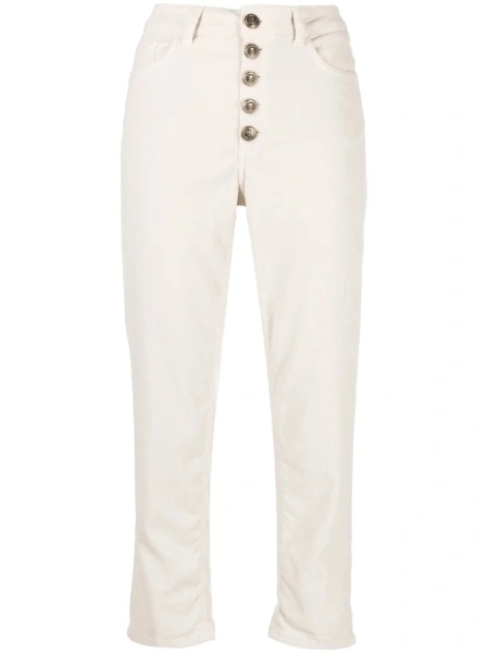 Pantaloni drepti Dondup neutri din lyocell si bumbac