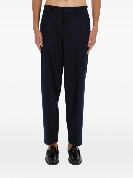 Pantaloni drepti Hugo Boss albastri din lana si polyester