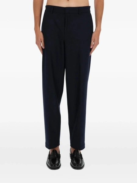Pantaloni drepti Hugo Boss albastri din lana si polyester