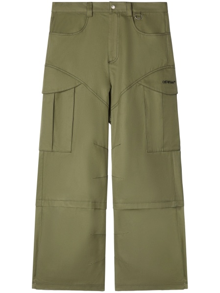 Pantaloni drepti Off-White verzi din bumbac organic