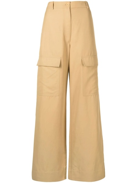 Pantaloni evazati Stella McCartney neutri din in si bumbac