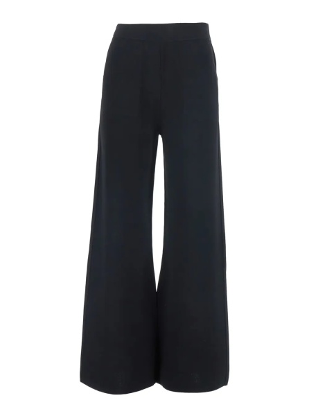 Pantaloni 'Faida' Black Pants with Wide Leg and Elasticated Waist in Blend Viscose for Women