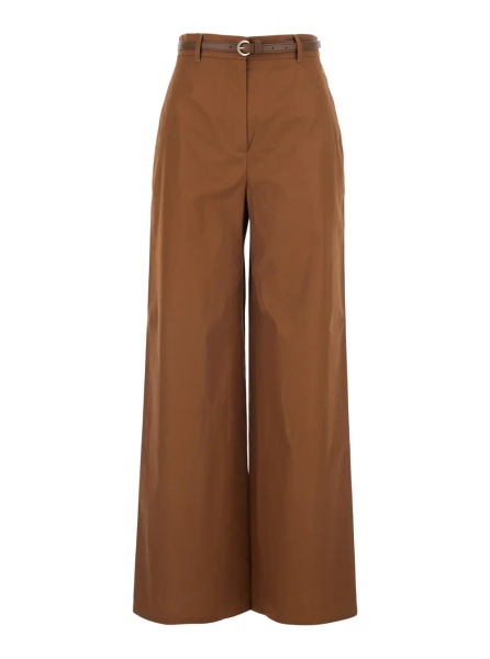 Pantaloni 'Farea' Brown Pants with Adjustable Waistband in Cotton Woman