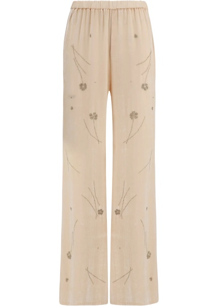 Pantaloni Fleurs d’Orient embroidered crushed velvet Pants