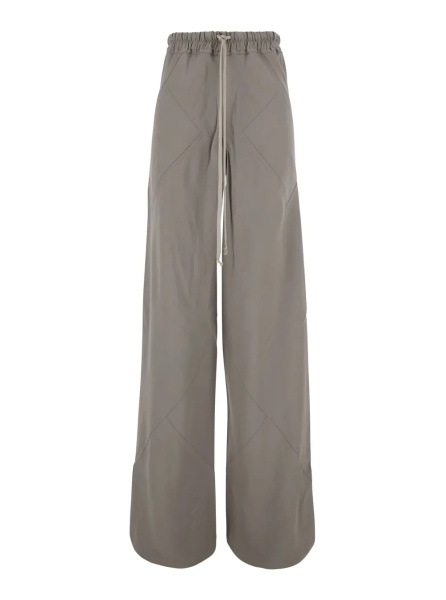 Pantaloni Gray Wide Leg Pants with Elastic Drawstring Waist in Viscose Blend for Women