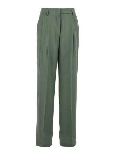 Pantaloni Green Panrts with Pences on the Front and Front Concealed Closure in Silk Blend Woman