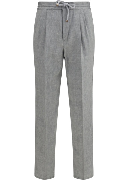 Pantaloni Herringbone linen and wool Pants