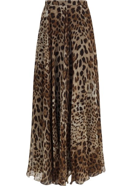 Pantaloni Leopard-print chiffon Skirt