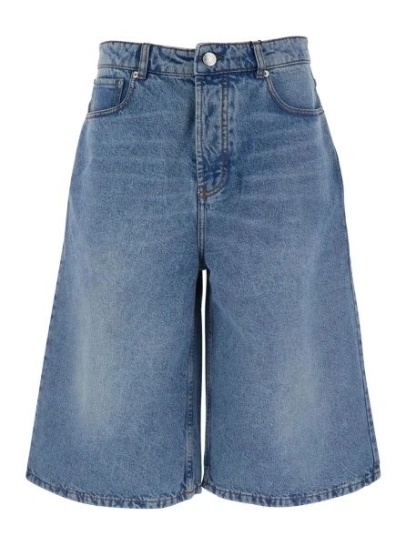 Pantaloni Light Blue High-Waisted Bermuda Shorts with Side Pockets In Denim for Men