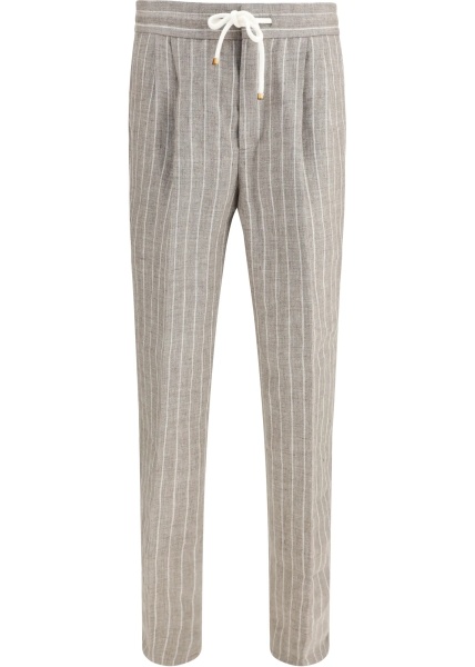Pantaloni Linen Pinstriped Twill Pants