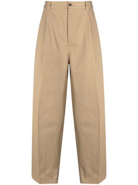 Pantaloni loose fit Maison Margiela maro din lana si bumbac