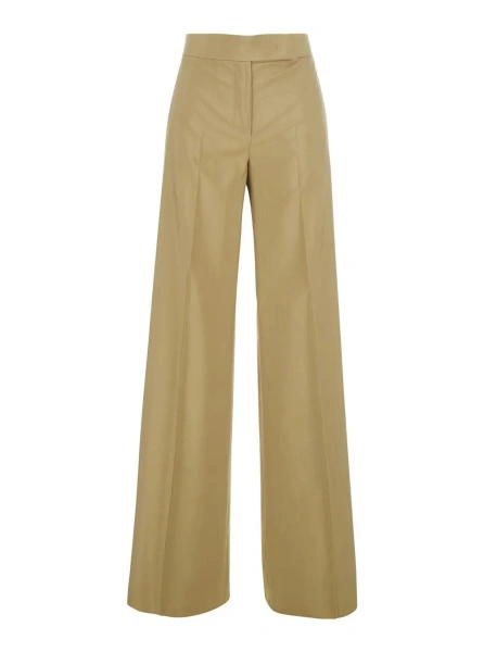 Pantaloni Max Mara bej din lana si matase