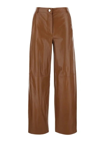 Pantaloni MaxMara Studio bej din piele