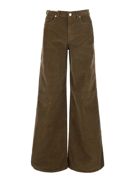 Pantaloni PT TORINO maro din catifea 'Cindy'