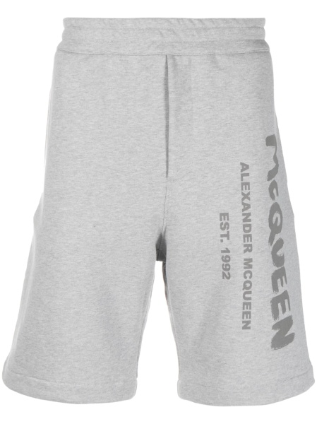 Pantaloni scurti Alexander McQueen gri din bumbac