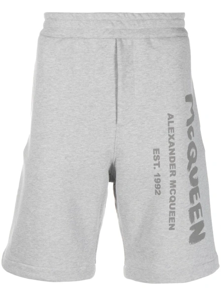 Pantaloni scurti Alexander McQueen gri din bumbac