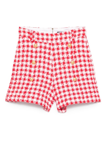 Pantaloni scurti Balmain albi din bumbac si fibre
