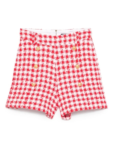 Pantaloni scurti Balmain albi din bumbac si fibre