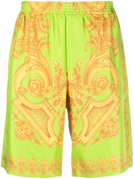 Pantaloni scurti Versace verzi din matase