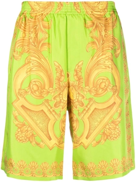 Pantaloni scurti Versace verzi din matase