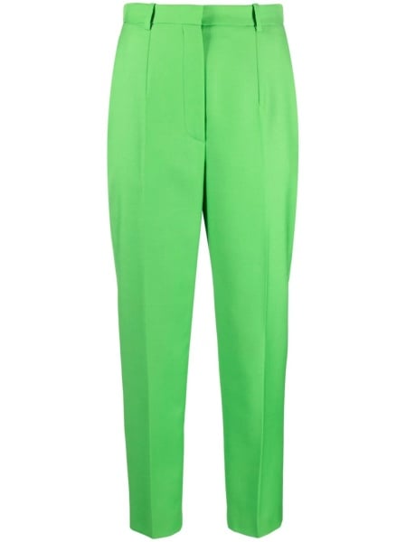 Pantaloni trei sferturi Alexander McQueen verzi din mohair si lana