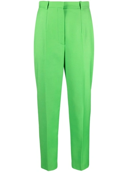 Pantaloni trei sferturi Alexander McQueen verzi din mohair si lana