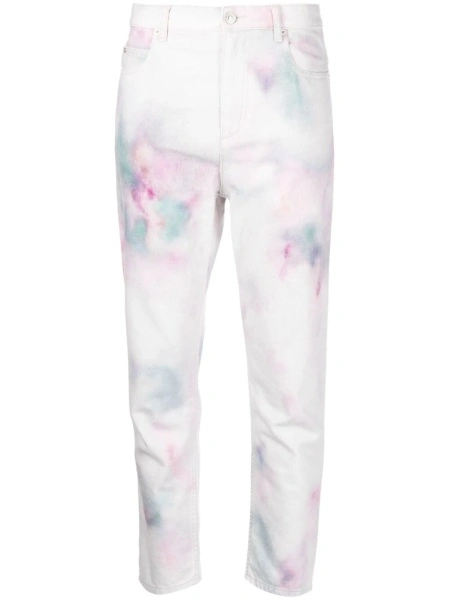 Pantaloni trei sferturi ISABEL MARANT ETOILE albi din bumbac