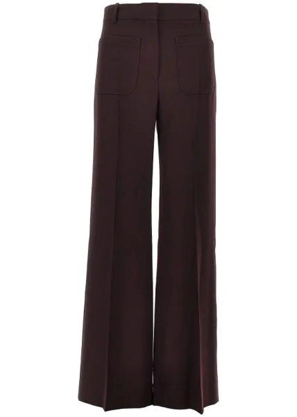 Pantaloni Victoria Beckham rosii din lana