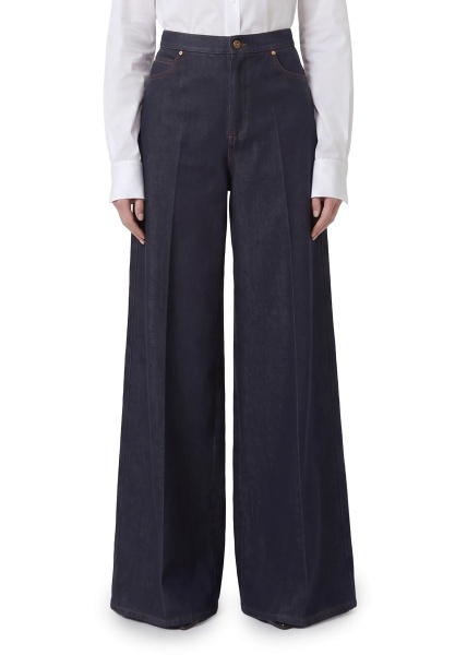 Pantaloni Wide Leg Denim-Effect Quatto Trousers