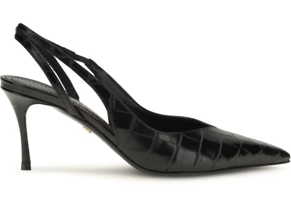Pantofi Crocodile-effect leather Slingback Pumps