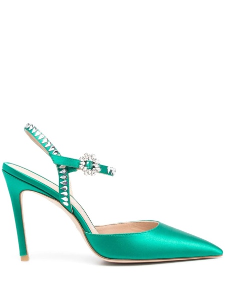 Pantofi cu toc Stuart Weitzman verzi din material textil