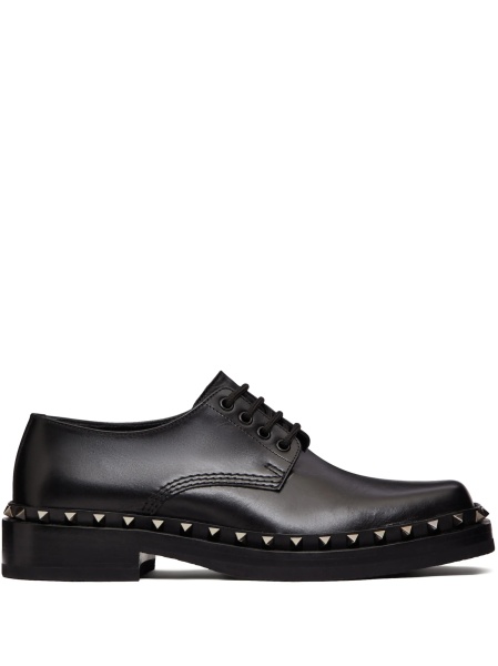 Pantofi Derby Valentino Garavani Rockstud negri din piele si metal