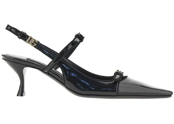 Pantofi Glossy leather buckled slingback pumps