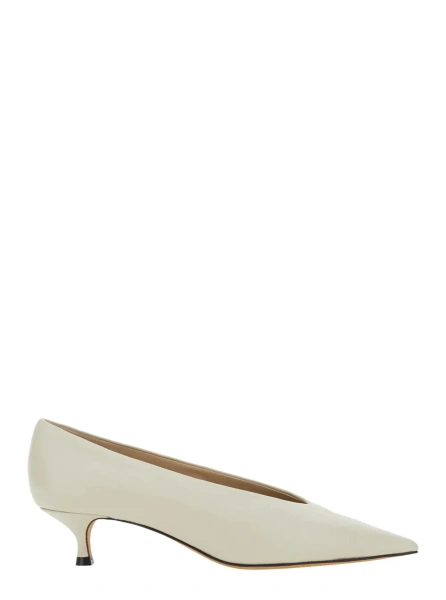 Pantofi LE MONDE BERYL Babuche kitten heel women's white fabric décolleté