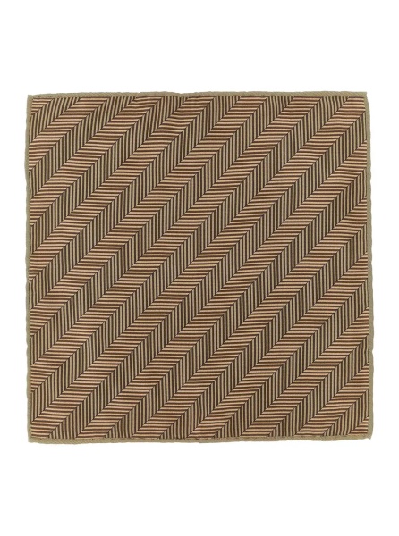 Papioane Beige Pocket square with Chevron motif and geometric print in silk for men