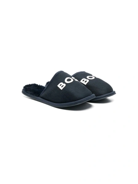 Papuci Hugo Boss albastri din polyester