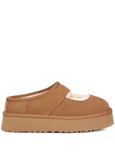 Papuci UGG maro din poliester reciclat si piele intoarsa