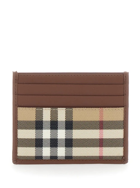 Portofele Beige Cardholder with Check all-over motif in cotton for men